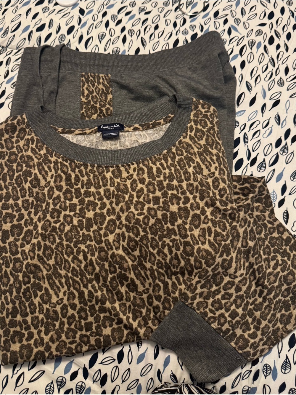 Splendid Leopard Print Top with Gray Lounge Pants